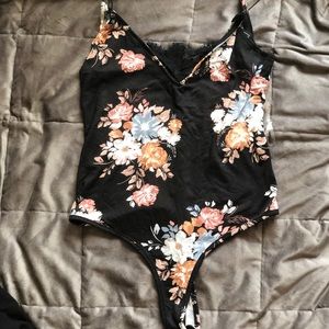 Black Flower Bodysuit